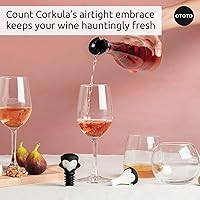 Vista 3 de OTOTO Tapones y vertedor de vino – Regalos de Halloween para amantes del vino, tapón de botella de vino espeluznante, accesorios góticos de vino