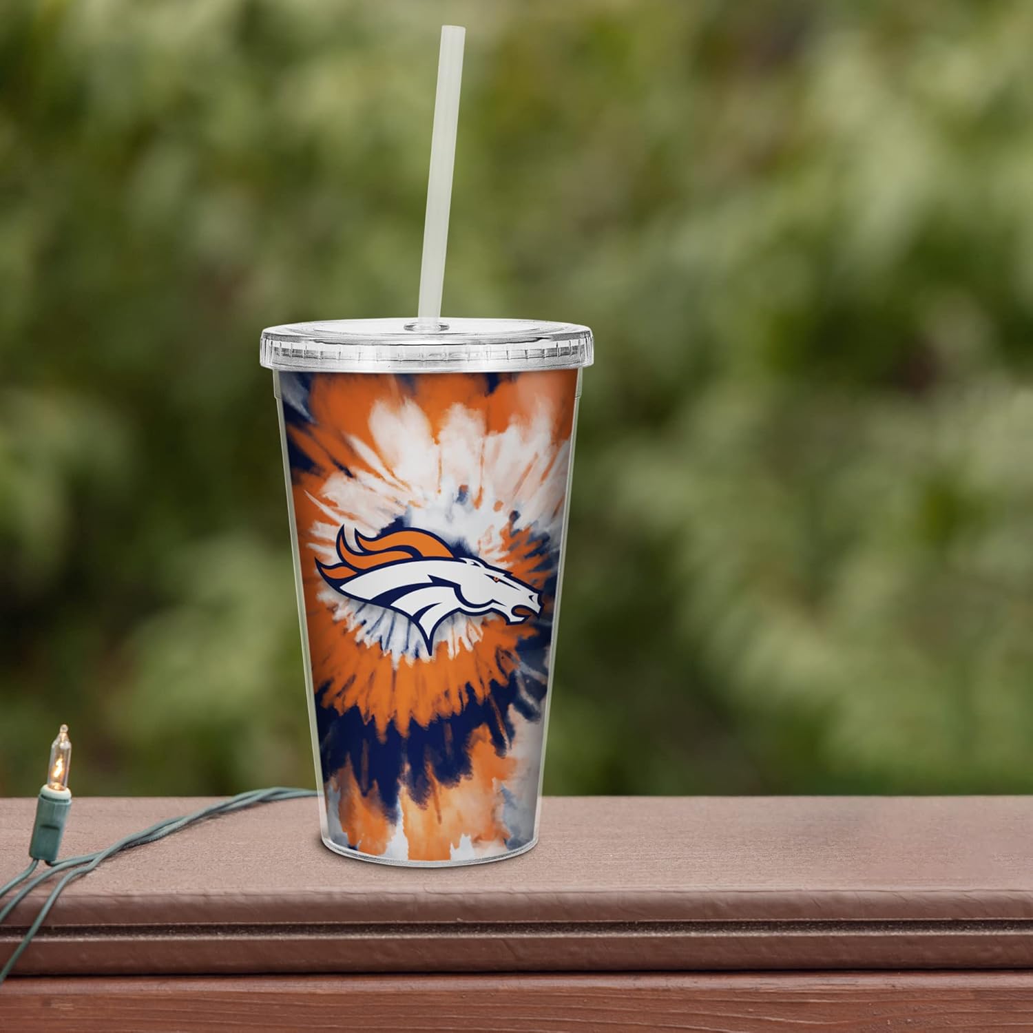 Rico Industries NFL Football Metallic Tie Dye NFL Football Team 16oz Metallic Clear Tumbler W/Straw - Image 3