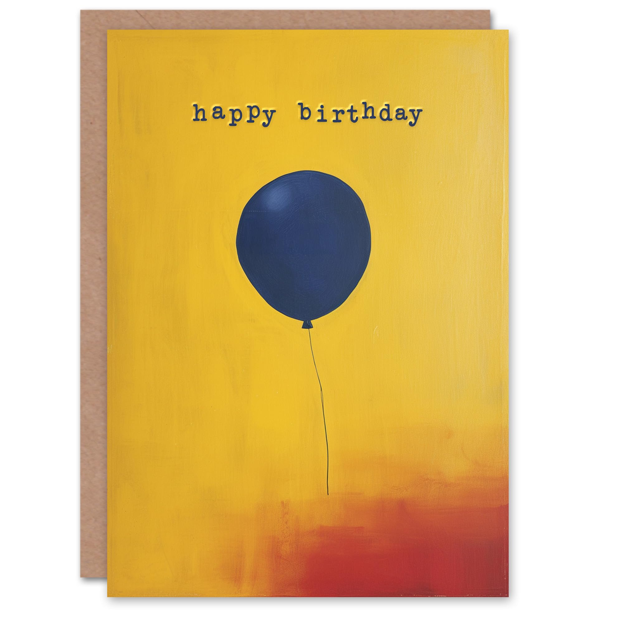 Artery8 Birthday Card Simple Balloon Yellow Blue Painting For Him Man Male Dad Brother Son Papa Grandad Greeting Card