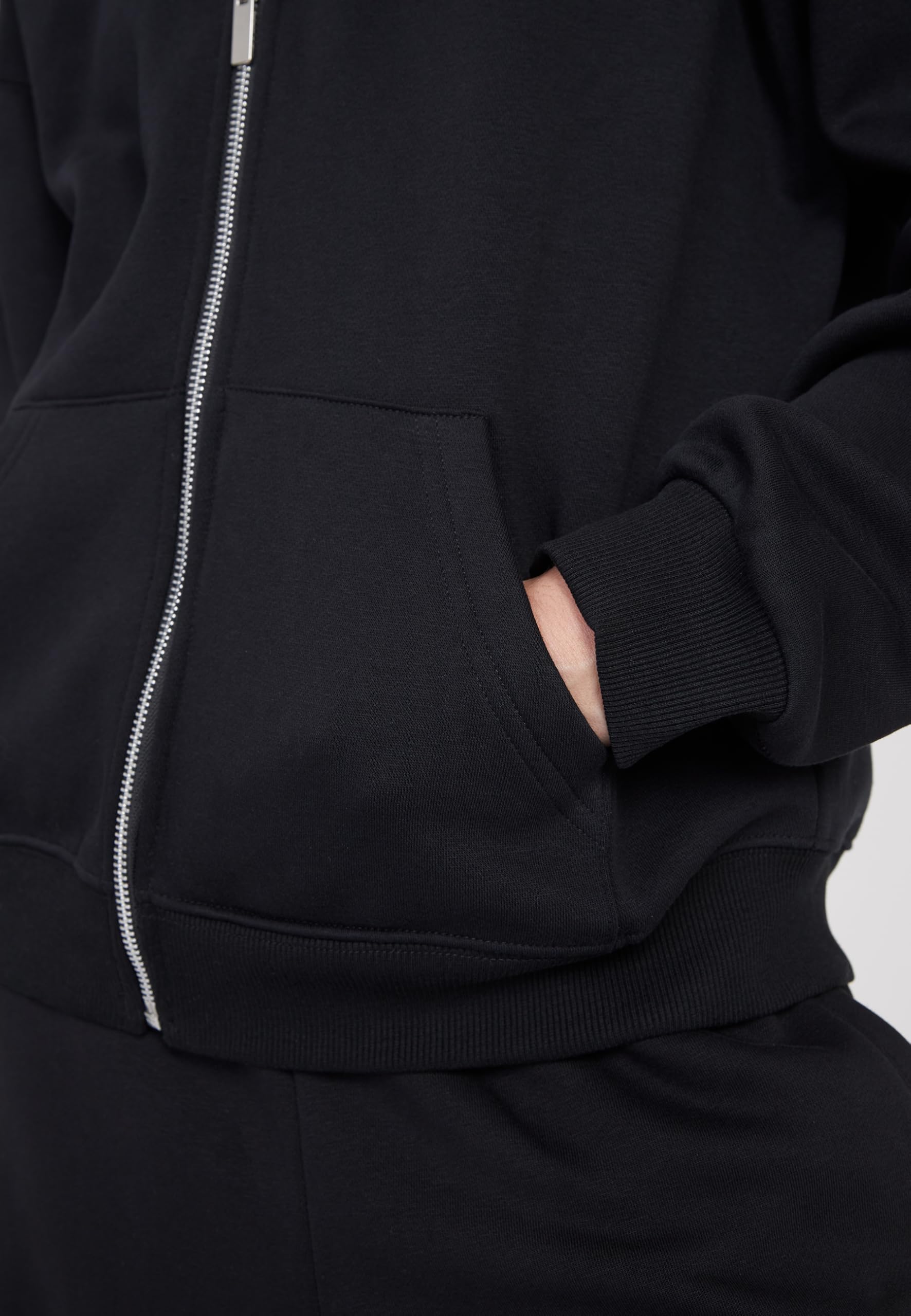 Style & Republic Damen Cropped Zip Hoodie aus Baumwollfleece – Oversized Fit, RIPP-Details, gemütlich, Hochwertig & stylisch mit Reißverschluss