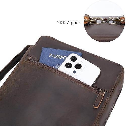 Miniatura 8 de Polare Full Grain Leather Bible Cover Church Bag Bible Protective Book Holder Carrying Case Folder Organizer Portfolio, Dark Brown