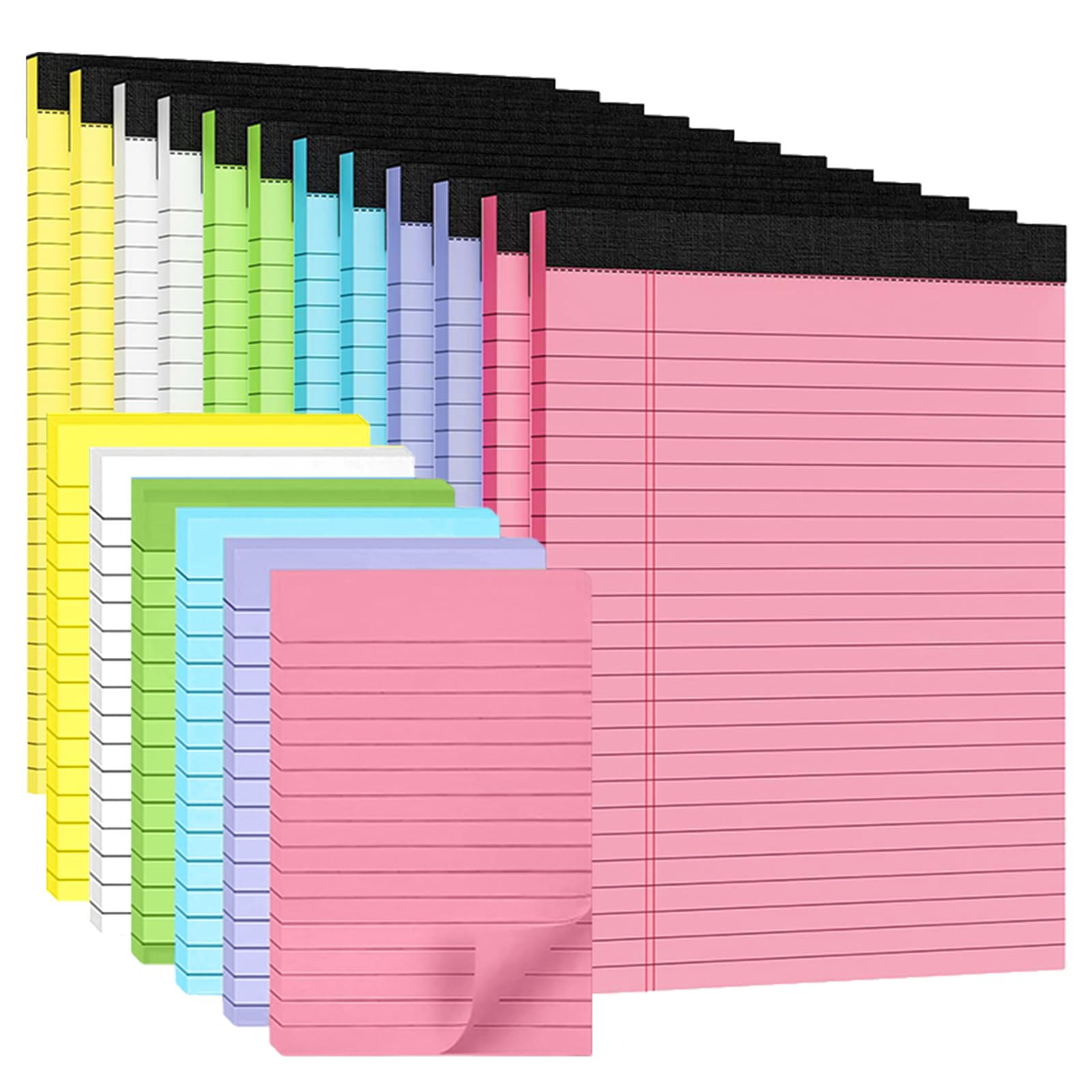 18Pack Note Pads 5x8 Colored Legal Pads with Lined Sticky Notes 4x6 50 Sheets per Paper Pads Perforated