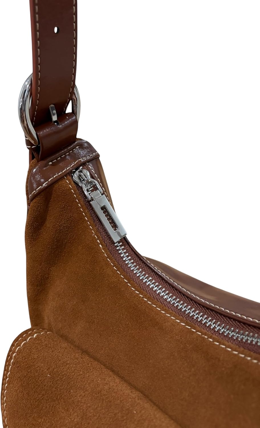 Romantic Suede Crossbody Handbag – Genuine Leather Suede with Adjustable Strap, for Boho, Vintage, Retro, Minimal Style (Brown) - Image 7