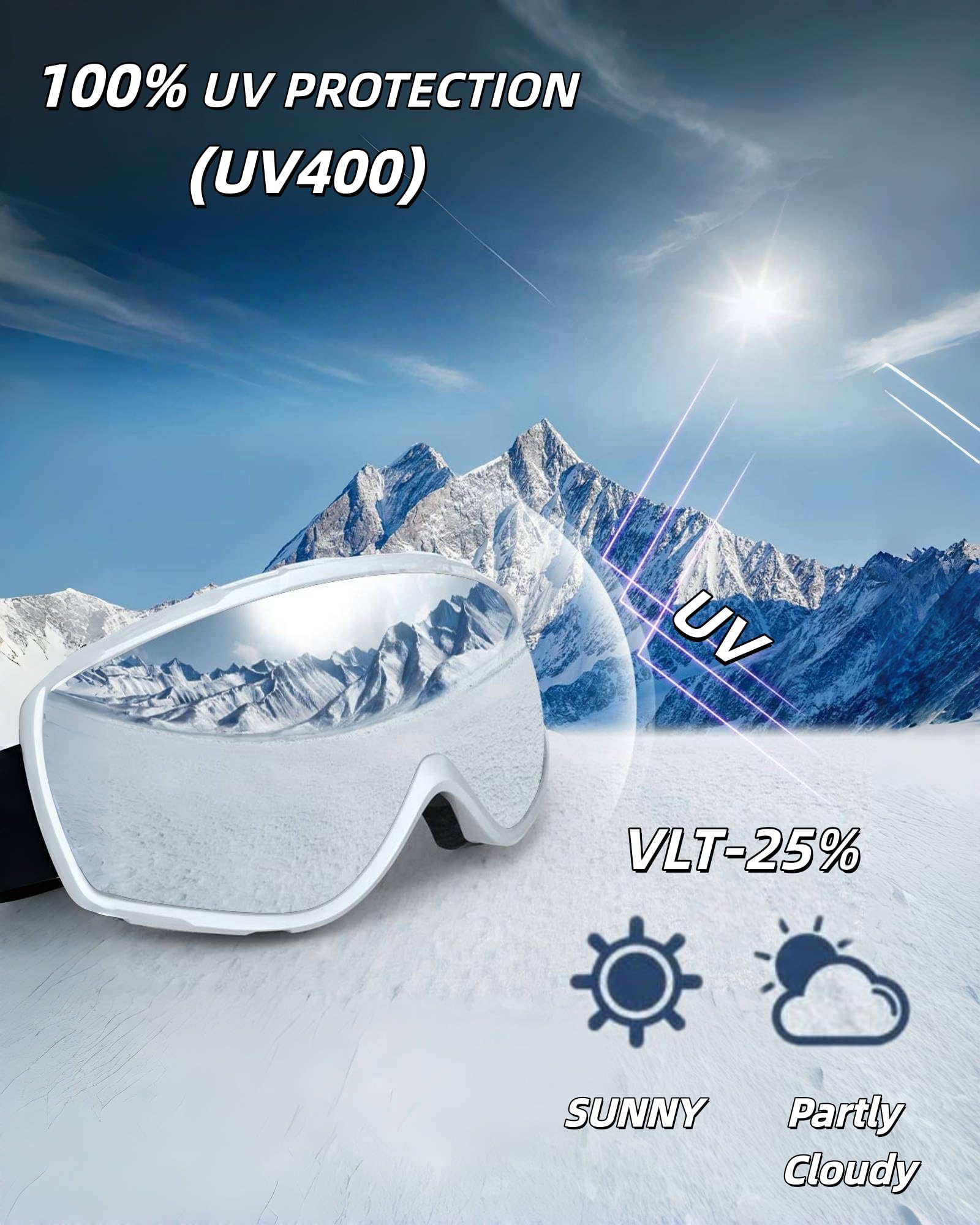 Gogle narciarskie dla mężczyzn i kobiet, ochrona OTG UV400, podwójne soczewki przeciwmgielne, sferyczne soczewki do jazdy na nartach i snowboardzie