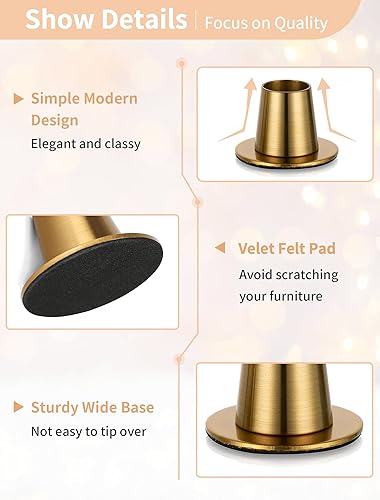 Miniatura 4 de NUPTIO Portavelas de palillo de vela juego de 4 portavelas dorados Portavelas de metal pequeño de latón para otoño, Acción de Gracias, Navidad,