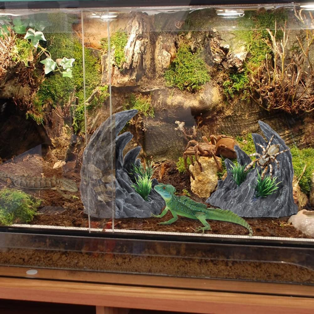 Amazon | 2個 アクアリウム オブジェ 岩 山 隠れ家 隠れ洞窟