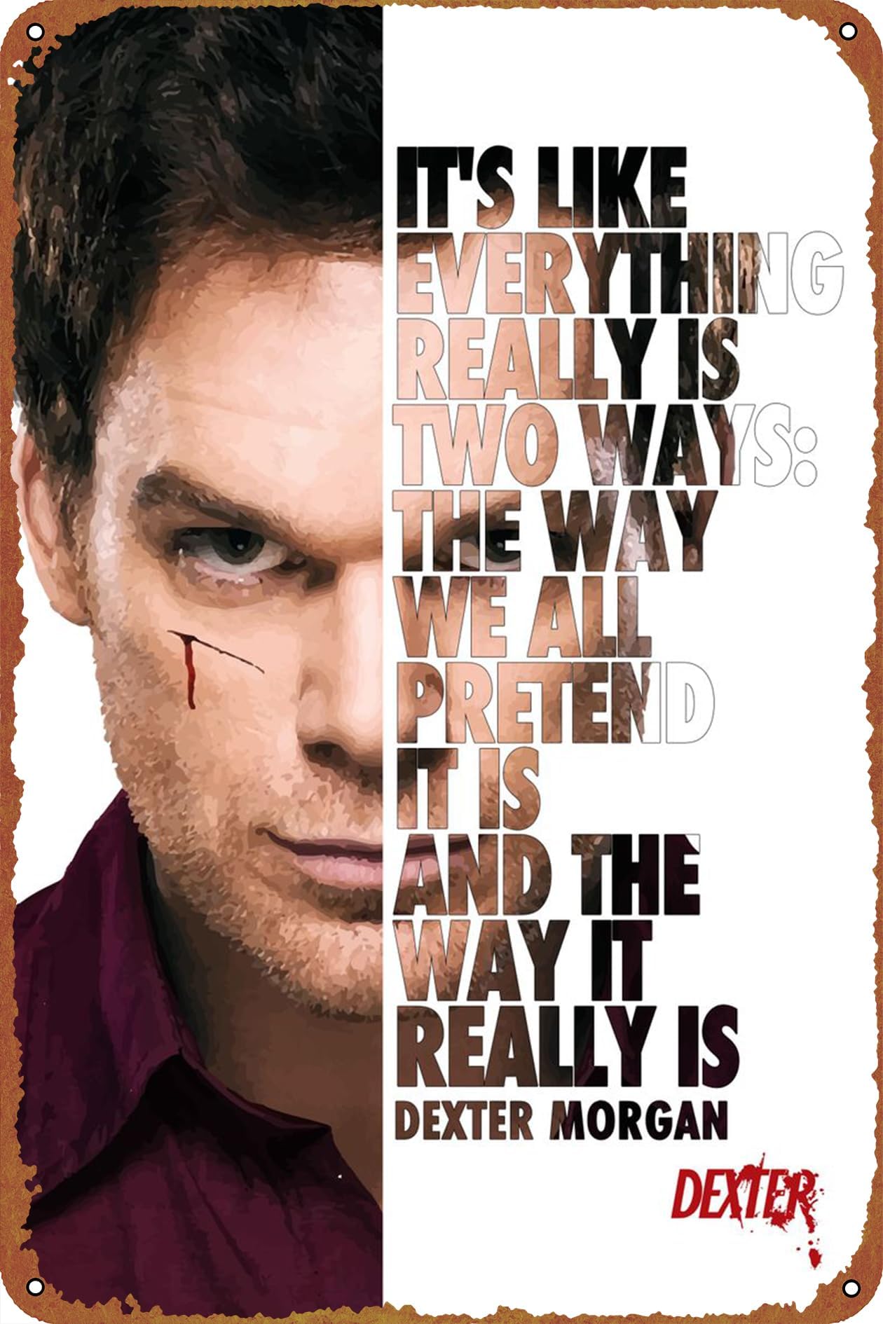 Dexter Morgan ポスター ブリキ看板 カフェバー ホームウォールアート 装飾 レトロ メタル ブリキ看板 8x12インチ