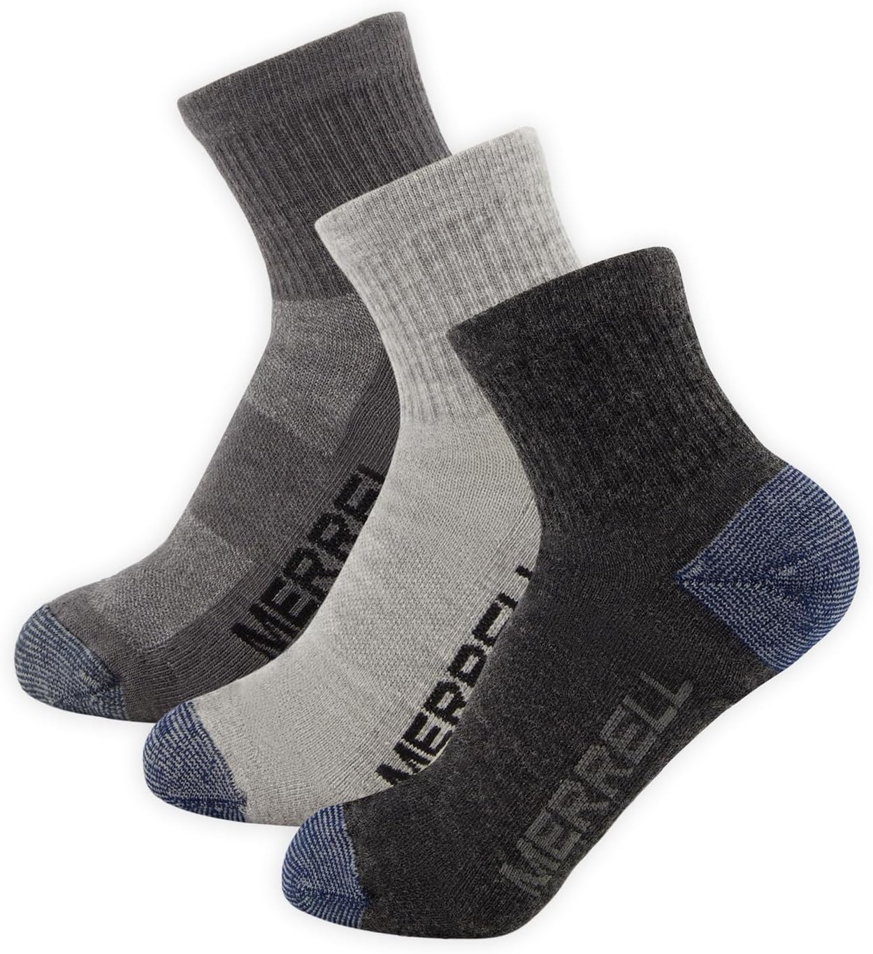 Merrell Unisex's 3-pack Trekker Outdoor Ankle Socks, Mid-Height Wool Blend Trail Socks Multi-Pack