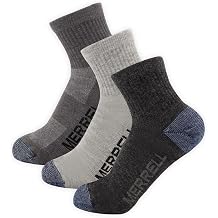 Merrell Unisex 3-pack Trekker Outdoor Ankle Socks, Mid-height Wool Blend Trail Socks Multi-pack
