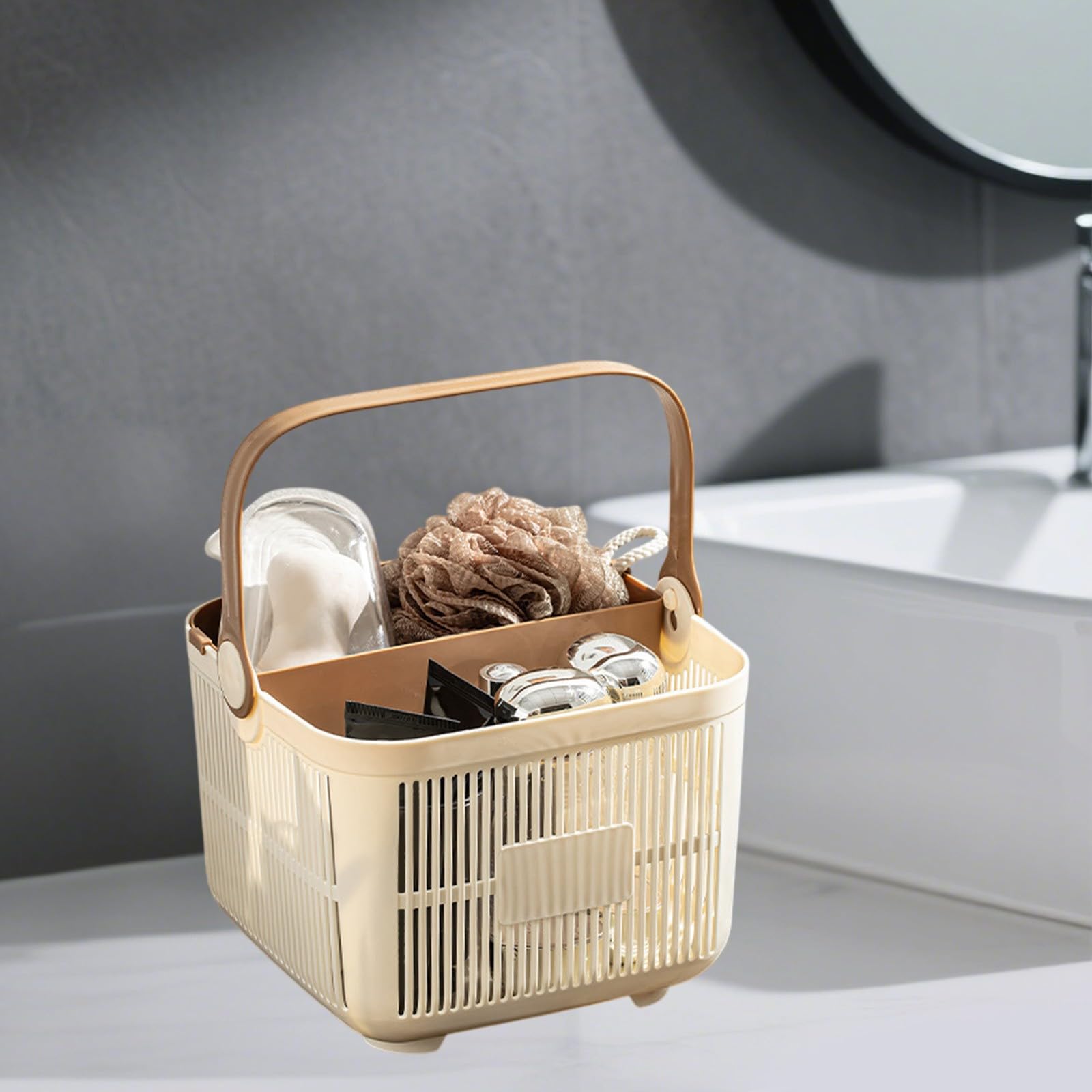 2-in-1 Hanging Shower Caddy with Dry Wet Separation - Large Capacity Waterproof Bath Organizer for College Dorm Bathroom