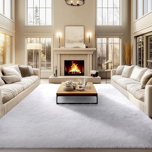 Miniatura 69 de Alfombras de área de 6 x 9 pies para sala de estar, alfombra azul grande y esponjosa para dormitorio, alfombras suaves y peludas para dormitorio de