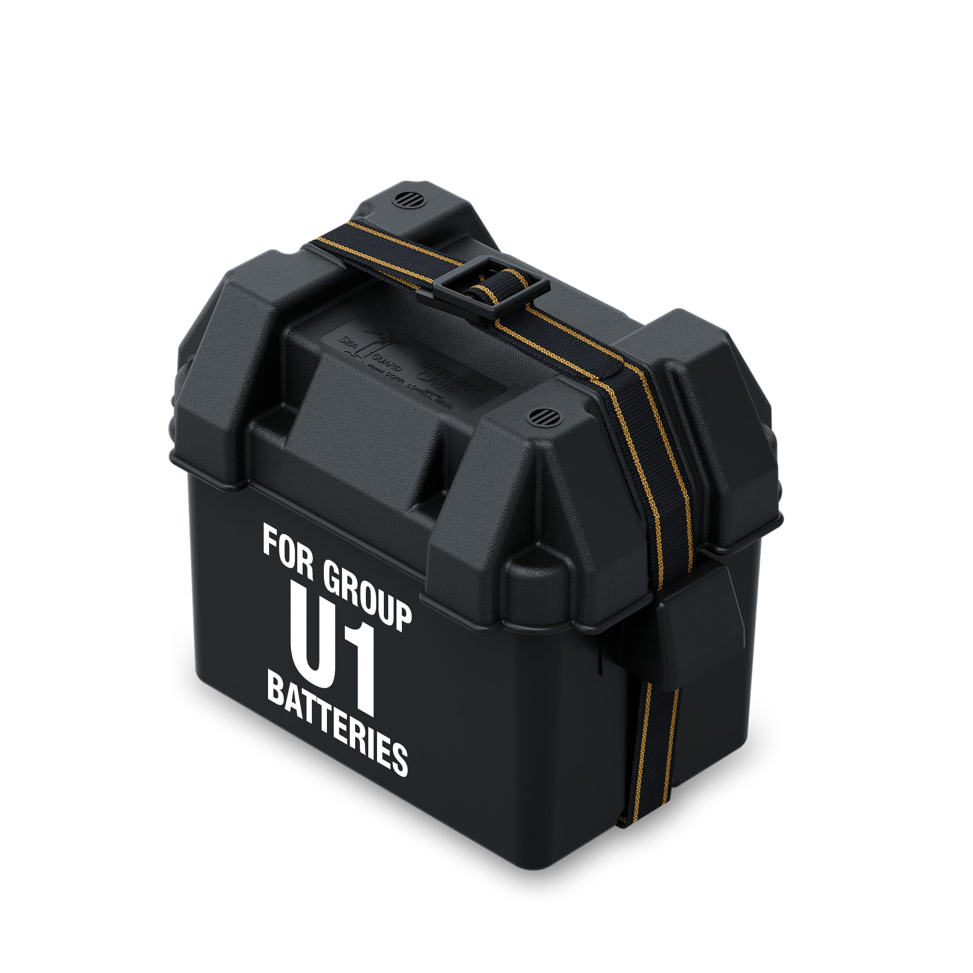 Photo 1 of **MISSING LID**
Attwood 9082-1 Small Battery Box with Mounting Kit and Strap, Fits U1 Batteries, Black