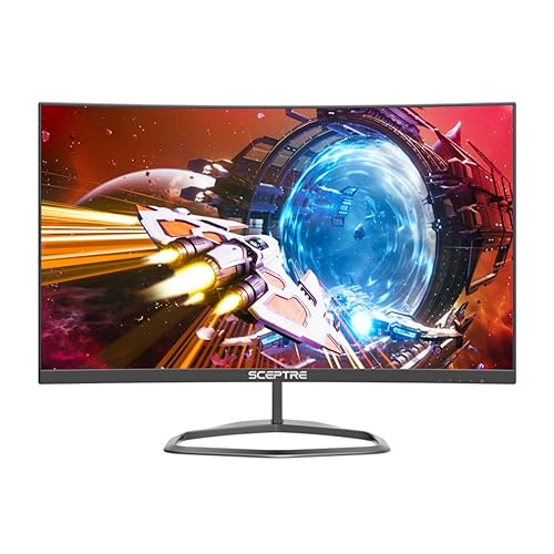 Sceptre Curved 24.5-inch Gaming Monitor up to 240Hz 1080p R1500 1ms DisplayPort x2 HDMI x2 Blue Light Shift Build-in Speakers, Machine Black 2023 (C255B-FWT240) - 24.5" Curved 240Hz