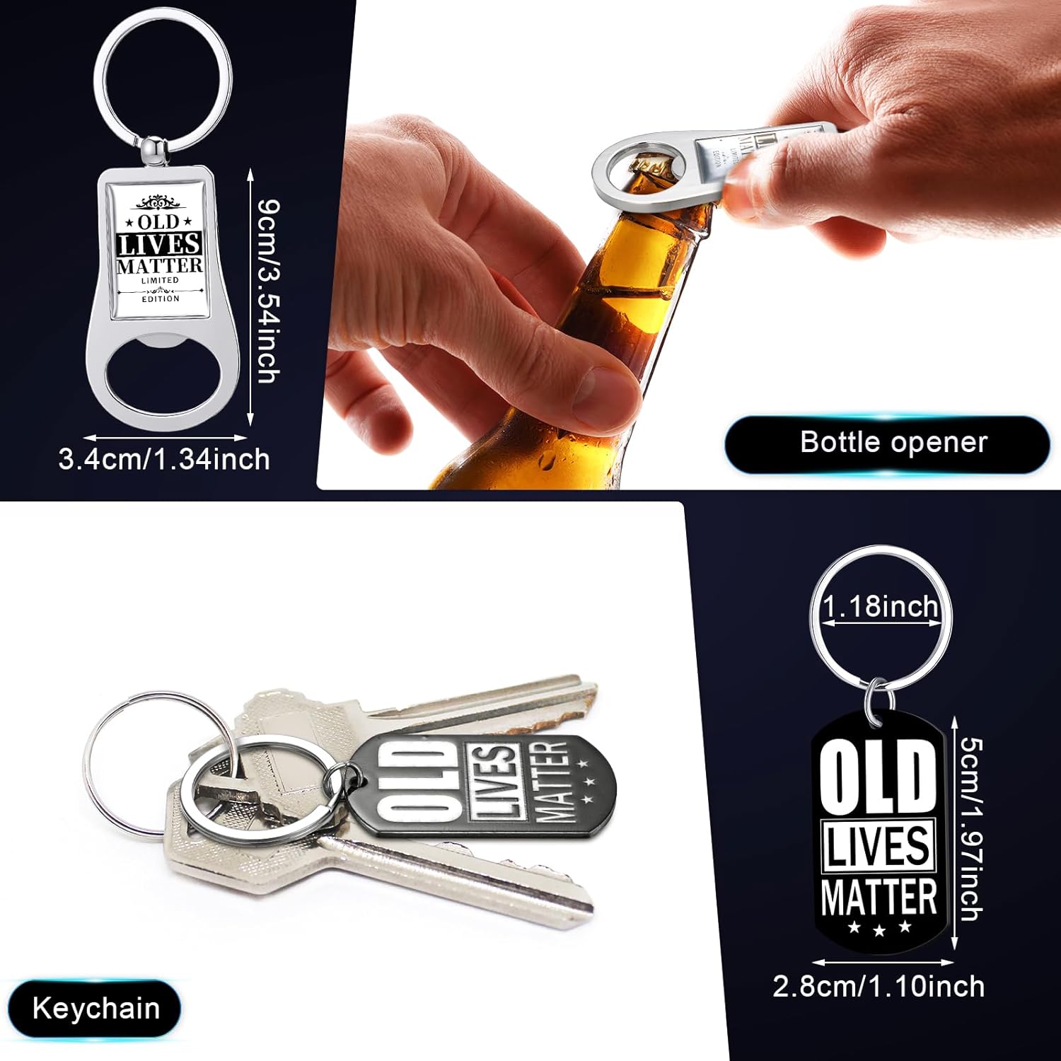 Geiserailie 7 Pcs Old Lives Father's Gifts Set for Dad Grandpa Man Include 20oz Tumbler Socks Keychain Bottle Opener Card Sash and Box for Men 30th 40th 50th 60th 70th 80th Birthday Gift