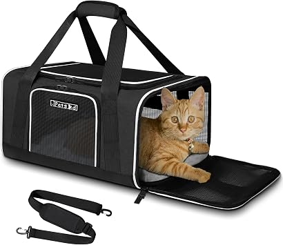 Petskd Small Pet Carrier 17" L x 11" W x 9.5" H Airline Approved, Black