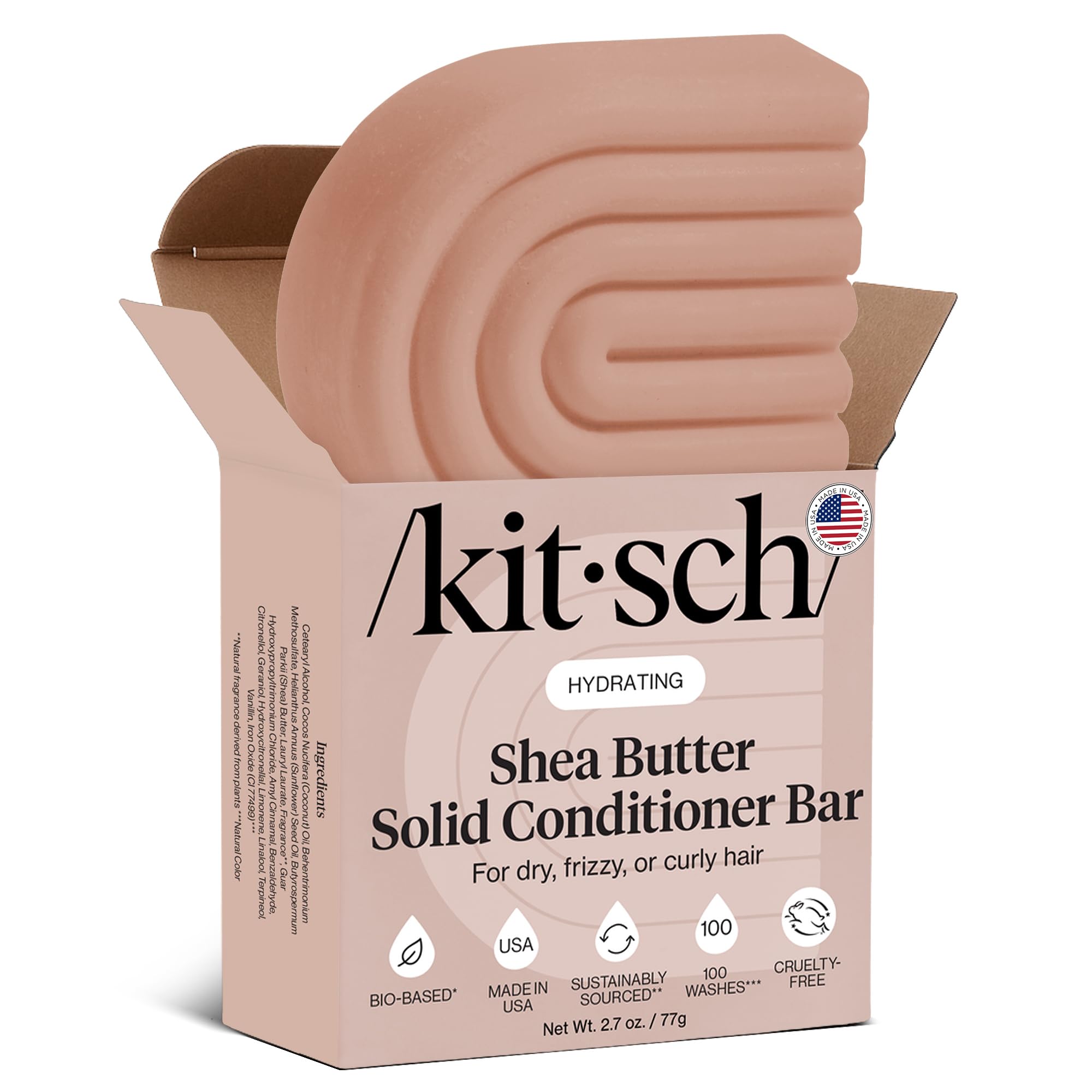 Shea Butter Conditioner Bar – Shea Moisture Conditioner for Soft, Hydrated Hair – Solid Hair Conditioner for Hair Care – Paraben, Sulfate & Silicone-Free, Vegan, Made in USA - 2.7 oz