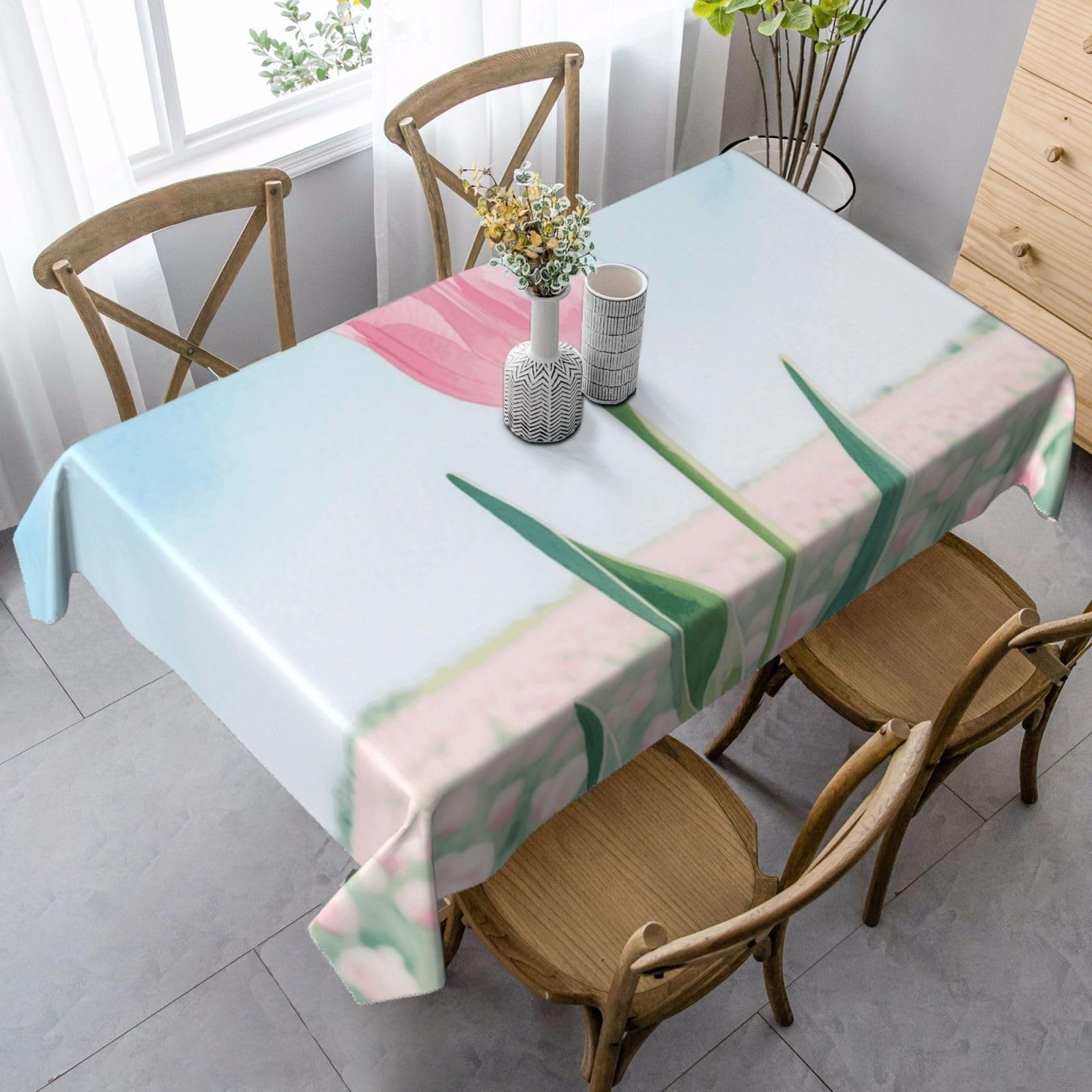FekiLoot Flowers Rectangle Tablecloth 35x55 Inch, Washable Reusable Farmhouse Table Cloths Wrinkle Free and Spillproof Kitchen Dinning Table Cover for Party Wedding Picnic Home Decor Tablecloths