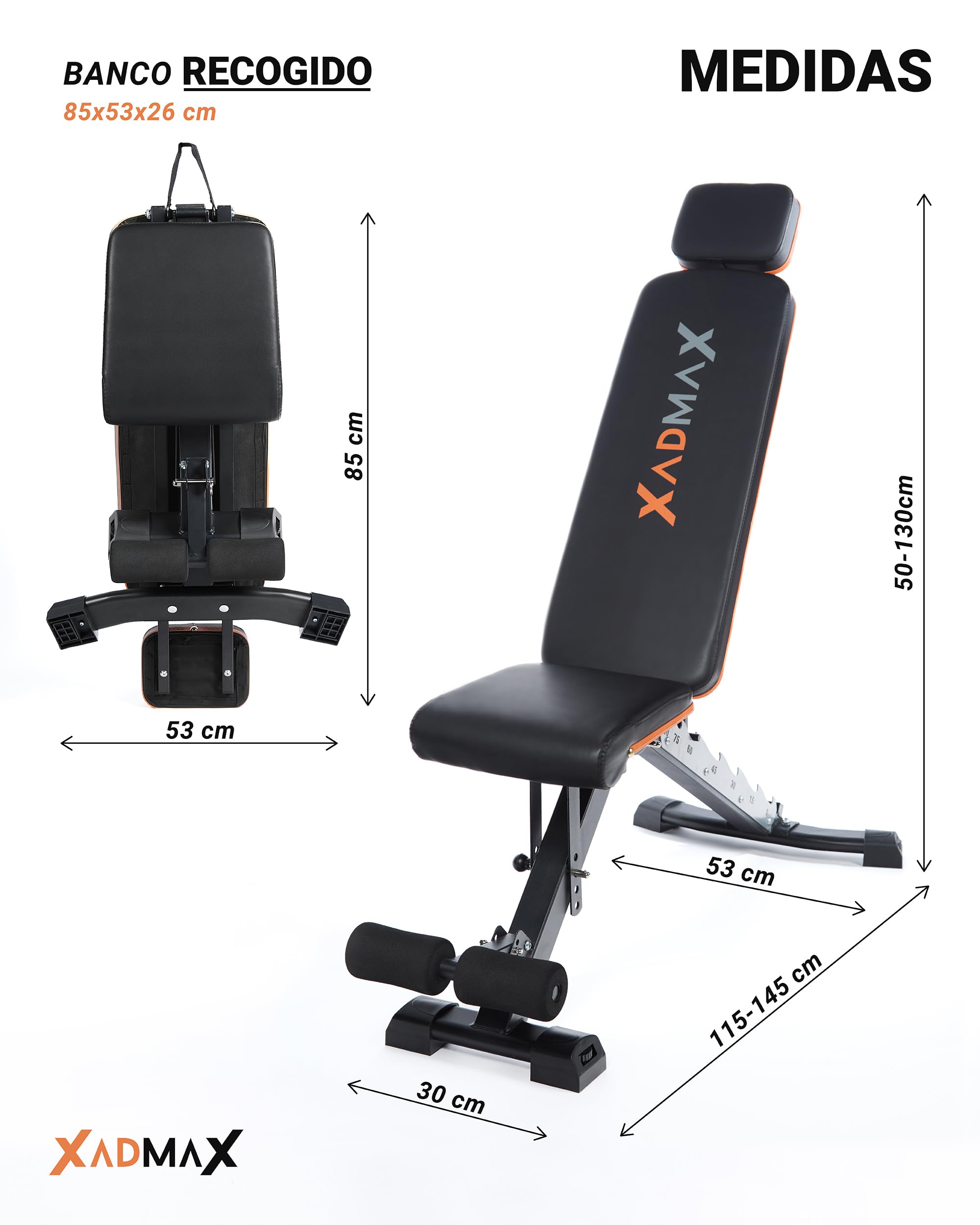 Banco Musculación Plegable, Banco Gimnasio en Casa - Soporta 360 KG Reales, Muy Robusto y Resistente, Ideal para Ejercicio en Casa, Fácilmente Plegable, Press Banca, Maquina Gimnasio, Home Gym