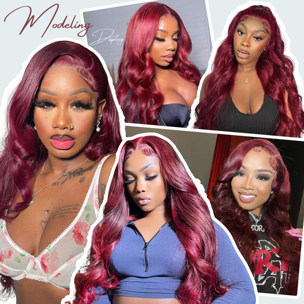 Amazon.com : ABALON 26 Inch 99j Burgundy Body Wave Lace  display picture 1