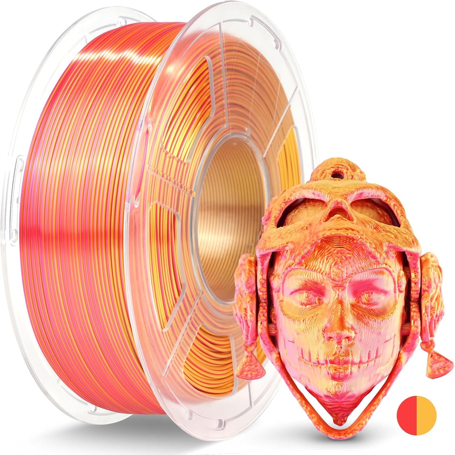 JAYO Silk Dual Color PLA 3D Printer Filament 1.75mm, 1.1kg, Red-Gold