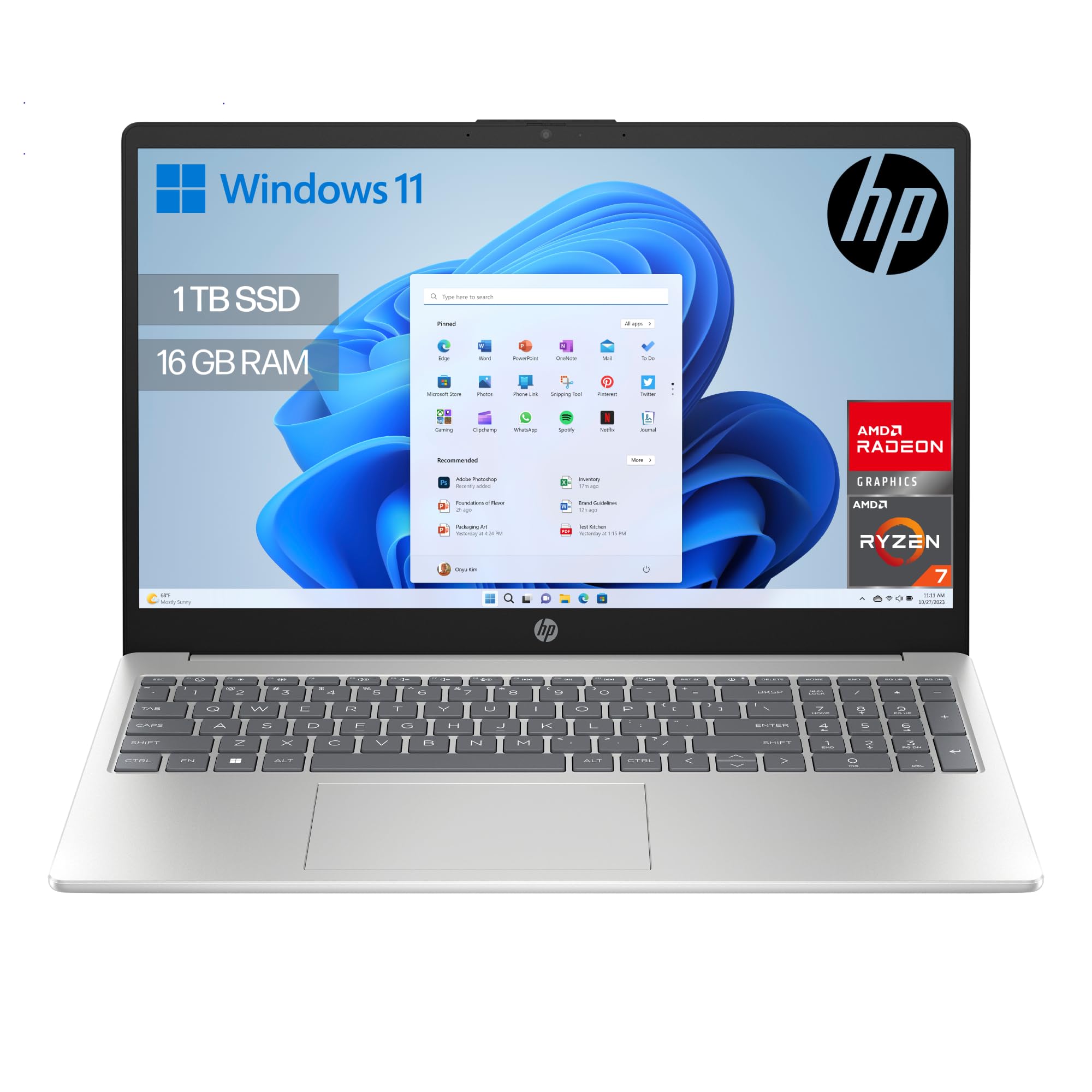 HP 15-fd0261ns - Ordenador portátil de 15.6" FHD (Intel N100, 4GB RAM, 128GB UFS, Intel UHD, Windows 11) Plata - Teclado QWERTY Español - Incluye Microsoft 365 Personal 12 Meses — view 15