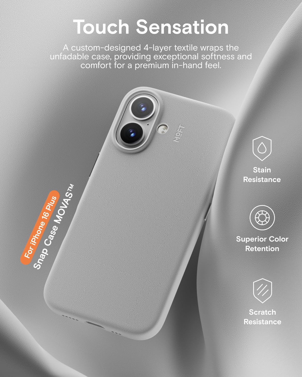 MOFT Snap Case MOVAS for iPhone 16 Plus, Magnetic Premium Vegan Leather Phone Case with Smooth Feeling - Image 2