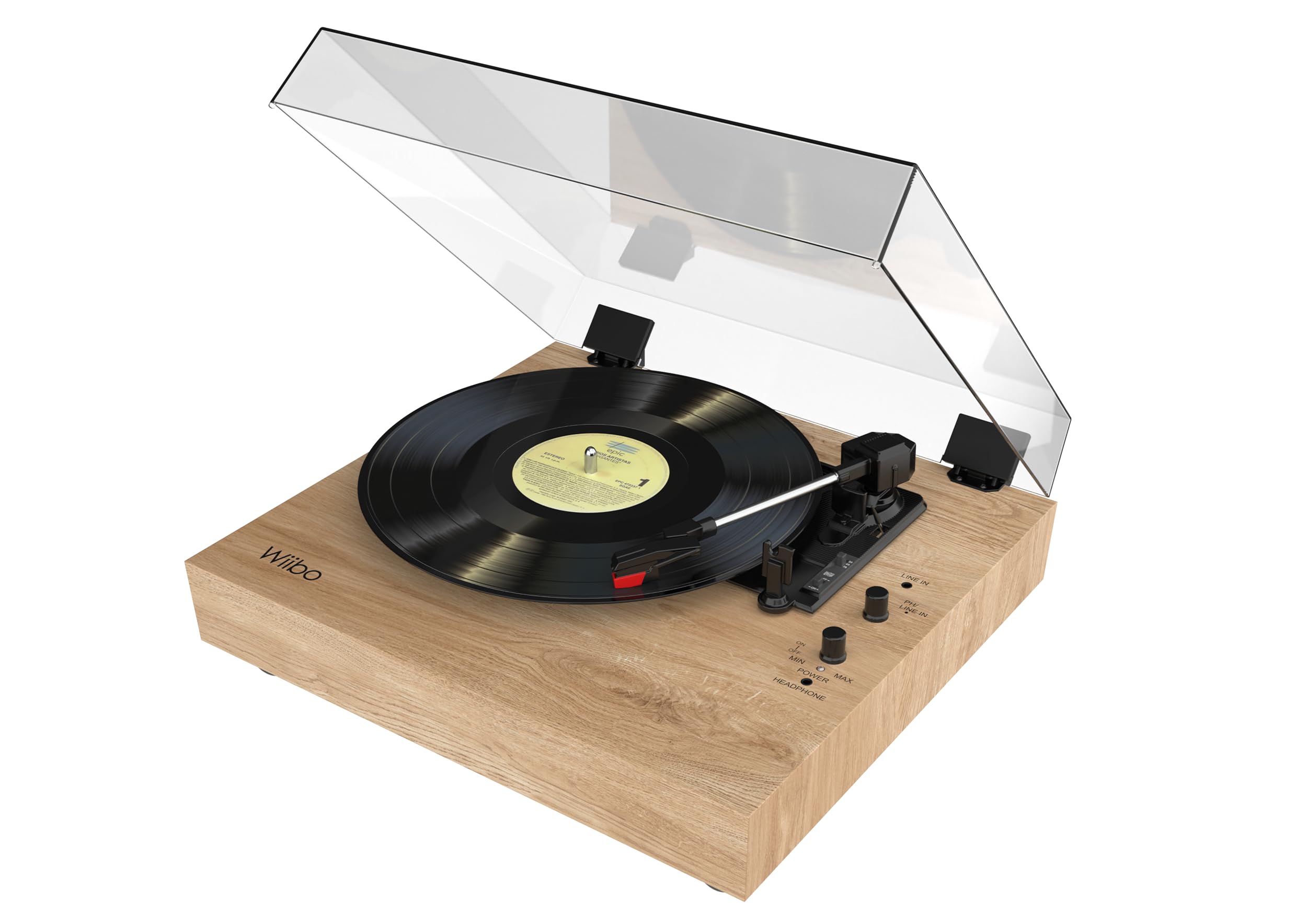 Wiibo Mustang 1965-BT Natural Tocadiscos Vintage Bluetooth con Altavoces incorporados Premium