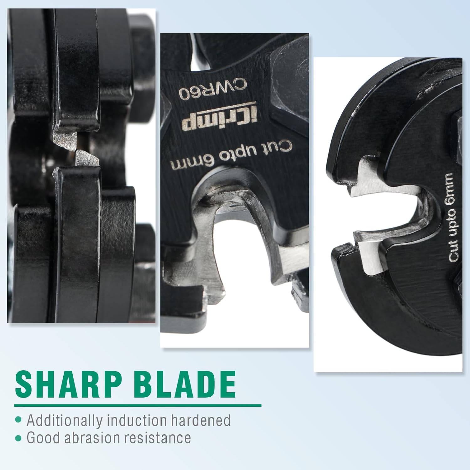 iCrimp 6mm Ratchet Wire Rope Cutter with 68 HRC Hardened Blade for Bicycle, Aircraft, Copper & Piano Cables, CWR60
