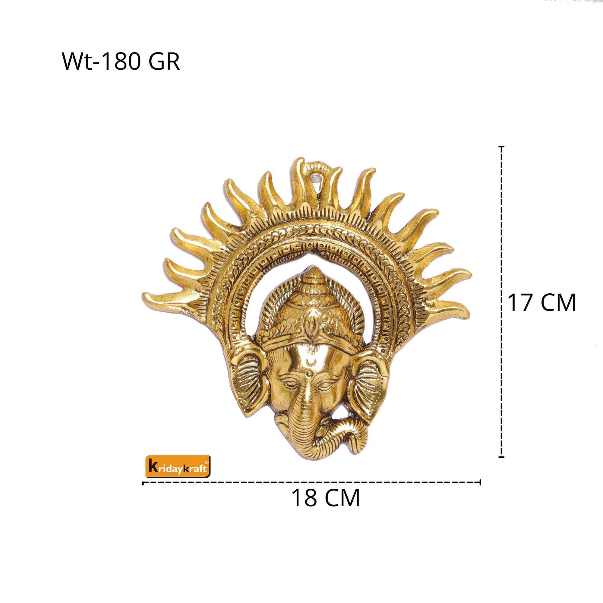 Prince Home Decor & Gifts Metal Golden Ganesha Wall Hanging Sculpture Lord Ganesh Idol Ganpati Lucky Feng Shui Wall Decor Arts,Religious Idol,Showpiece Figurines. - Image 3 thumbnail