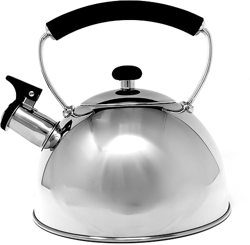 Norpro Hervidor de té silbante de acero inoxidable 8.5" x 7.875" x 7.875"