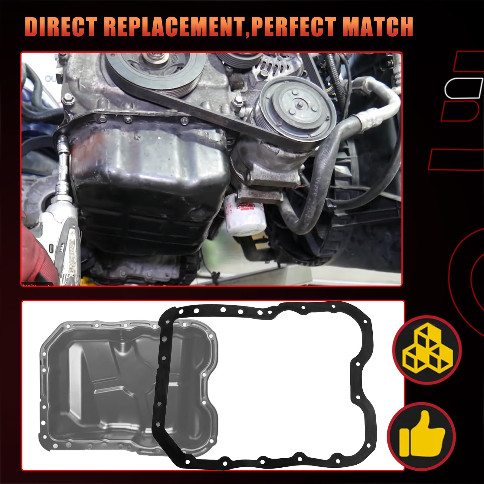 Engine Oil Pan Gasket For Hyundai Santa Fe, Kia Optima, Chrysler, Dodge 2.4L