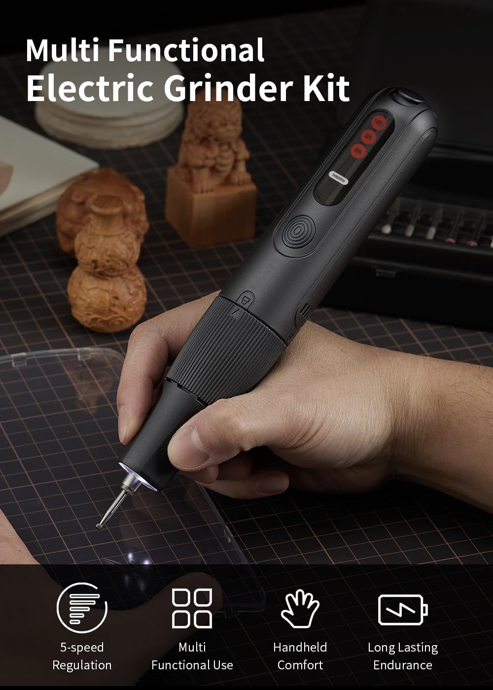 Cordless Rotary Tool,8V Engraving Pen,5 Speed, 23,000RPM Engraver Tool Kit,Gifts For Man,Electric Grinder for Metal, Wood, Glass and Plastic,Sanding,Polishing, Drilling, Carving, DIY Crafts