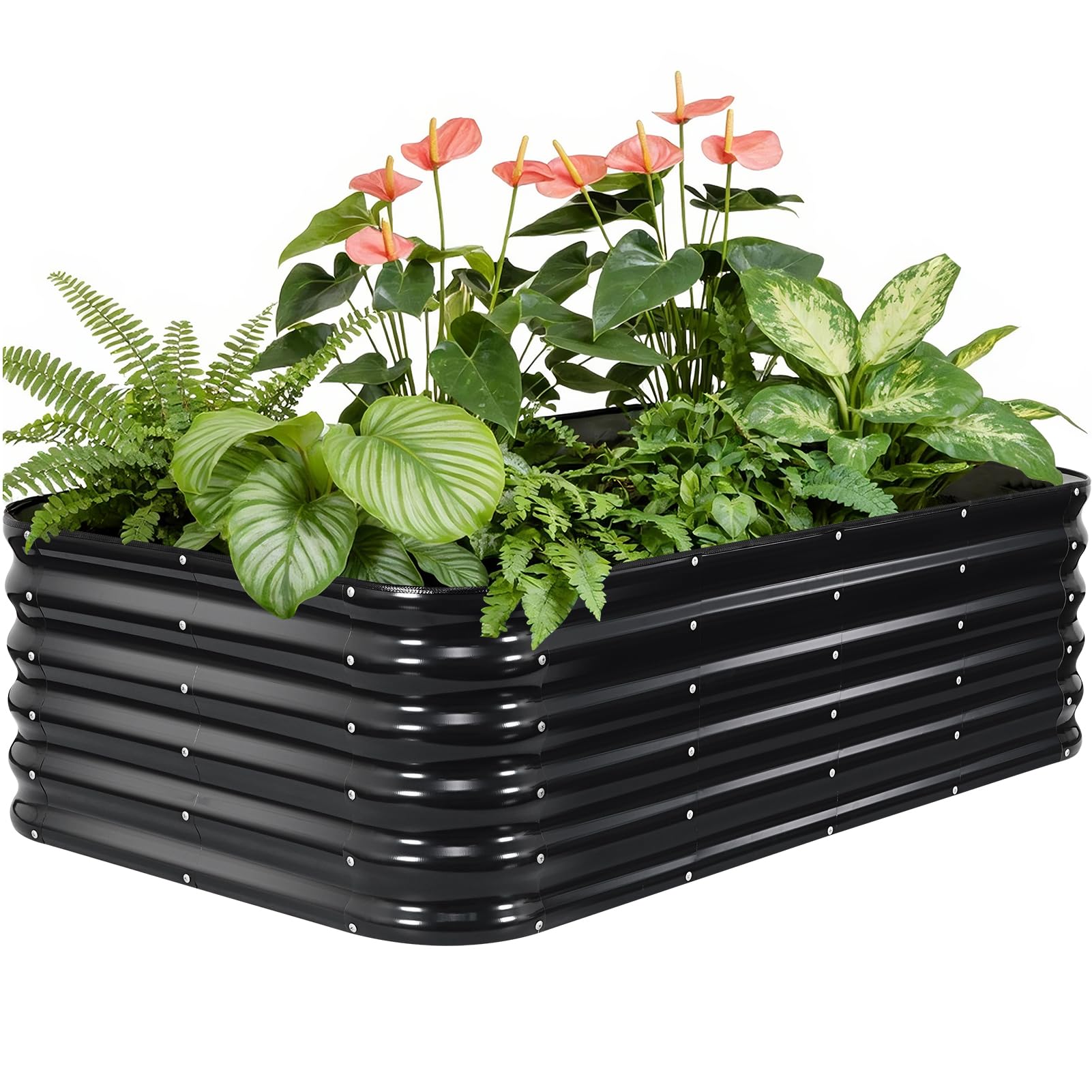Twentynext Grey 150X90x42cm Galvanized Raised Garden Bed Outdoor, Metal Raised Garden Bed Kit, Large Planter Raised Beds, 4 In1 Modular Raised Beds For Gardening For Vegetables Flowers Herbs