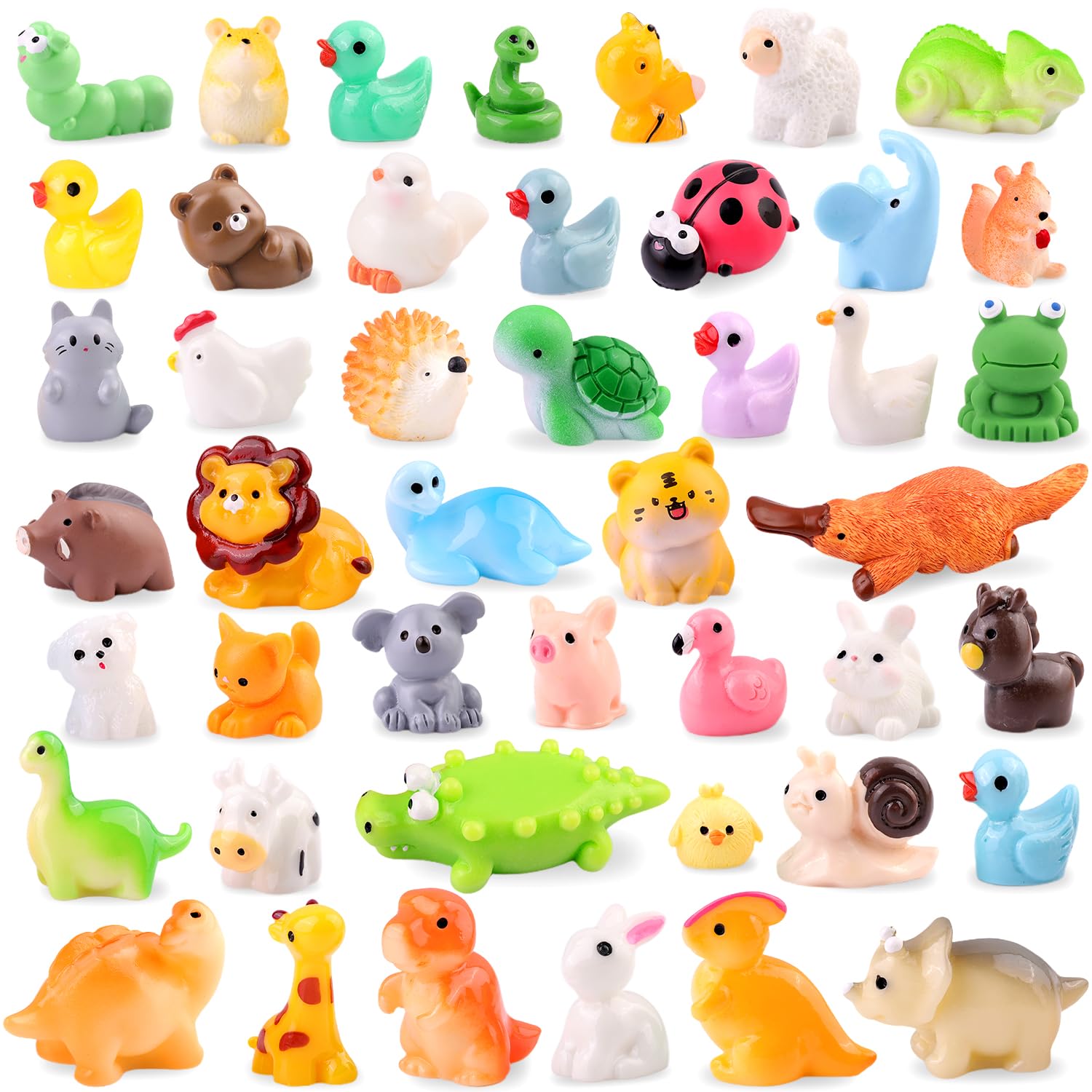 TINKRSTUFF 45PCS Mini Resin Animals Tiny Cute Forest Figurines, Miniature Figure