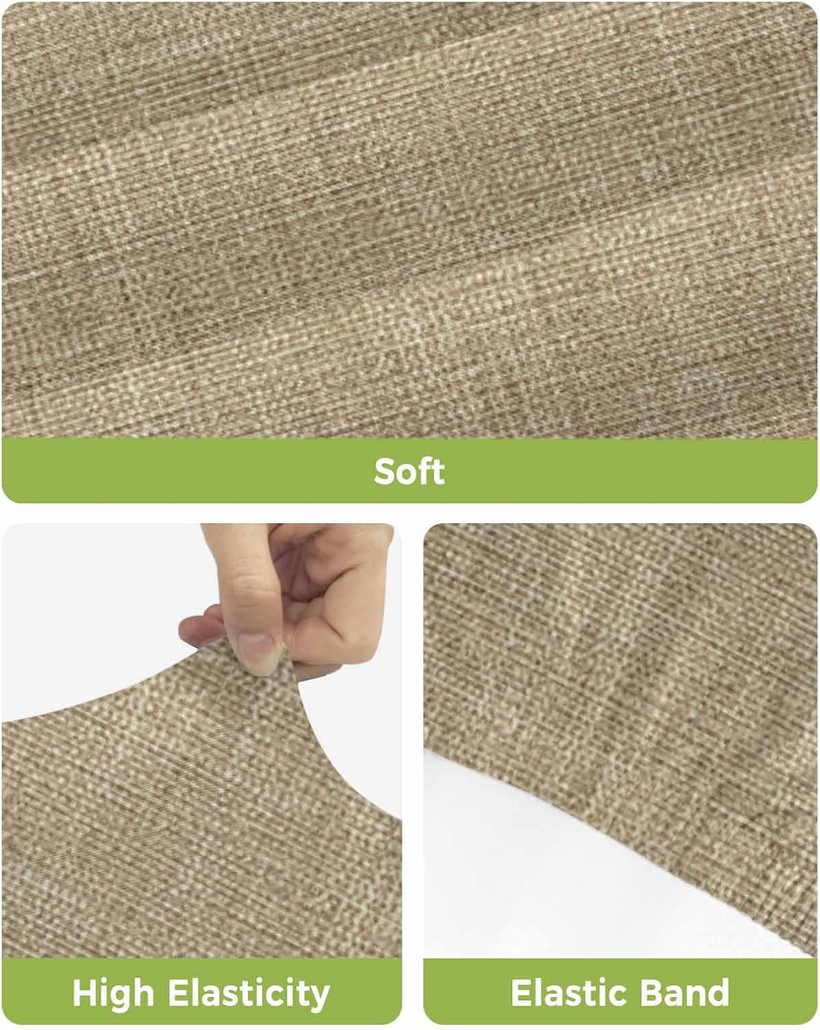 Bar Stool Cover Set of 4, Country Brown Linen Texture Stretch Stool Pub Chair Covers Slipcover with Elastic, Farmhouse Pure Color Style Washable Counter Height Chair Cover for Dining Room