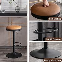 Vista 11 de Taburetes de bar sin espalda, juego de 4 taburetes de bar redondos ajustables para encimera de cocina, taburete giratorio de altura de barra, silla