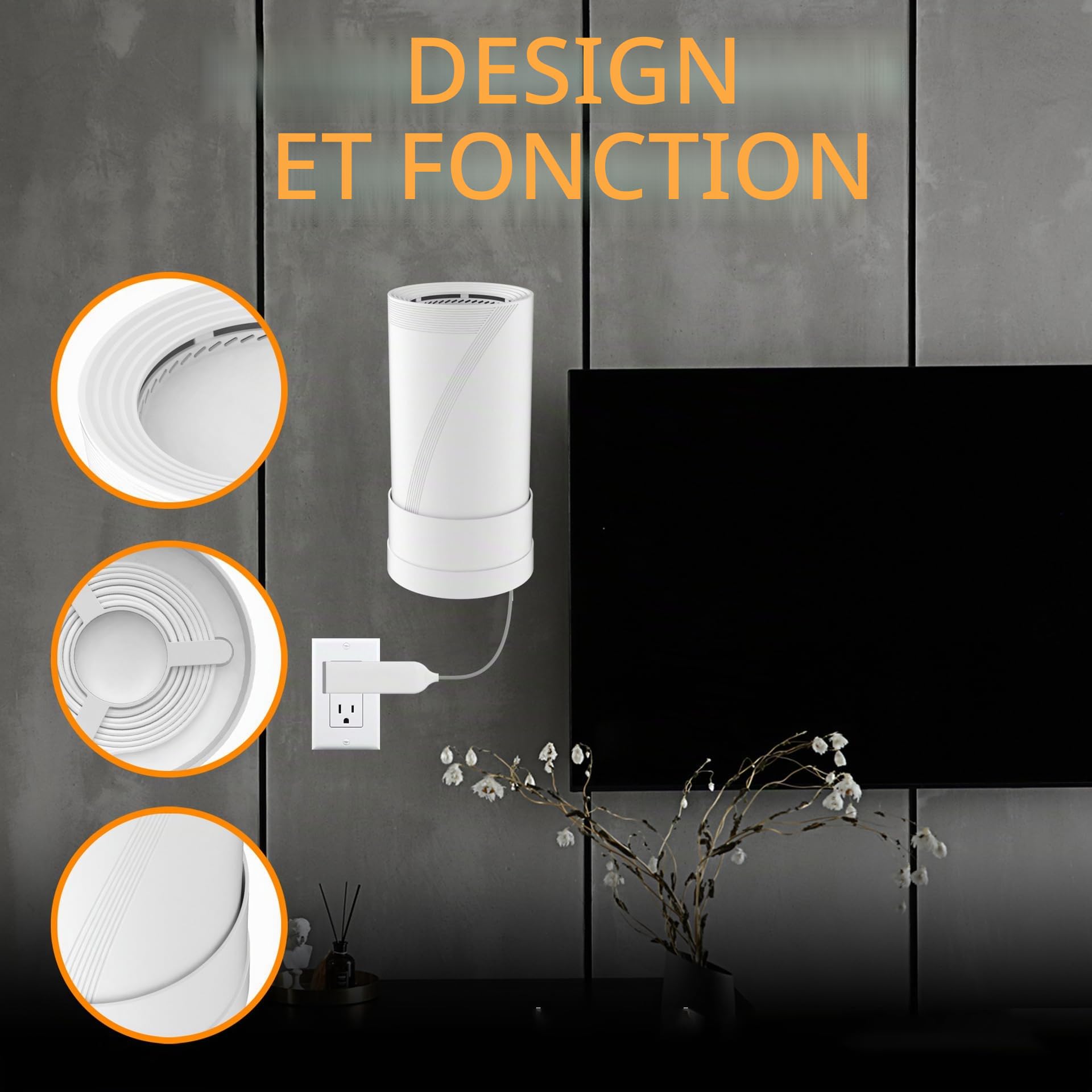 TP Link Deco BE65 / BE85 / BE95 Mesh System WiFi 7 Support mural simple et robuste TP Link Deco BE65 / BE85 / BE95 avec gestion des câbles (blanc, 3 pièces)
