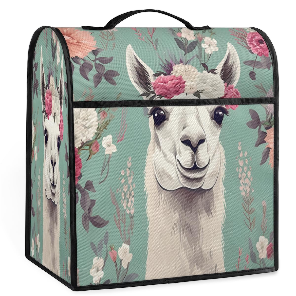 Coffee Maker Cover Flower Alpaca Kitchen Appliance Covers Small Appliance Covers Blender Cover Juicer Cover Dust Covers for Kitchen Appliances with Top Handle and Pockets,Washable,B580