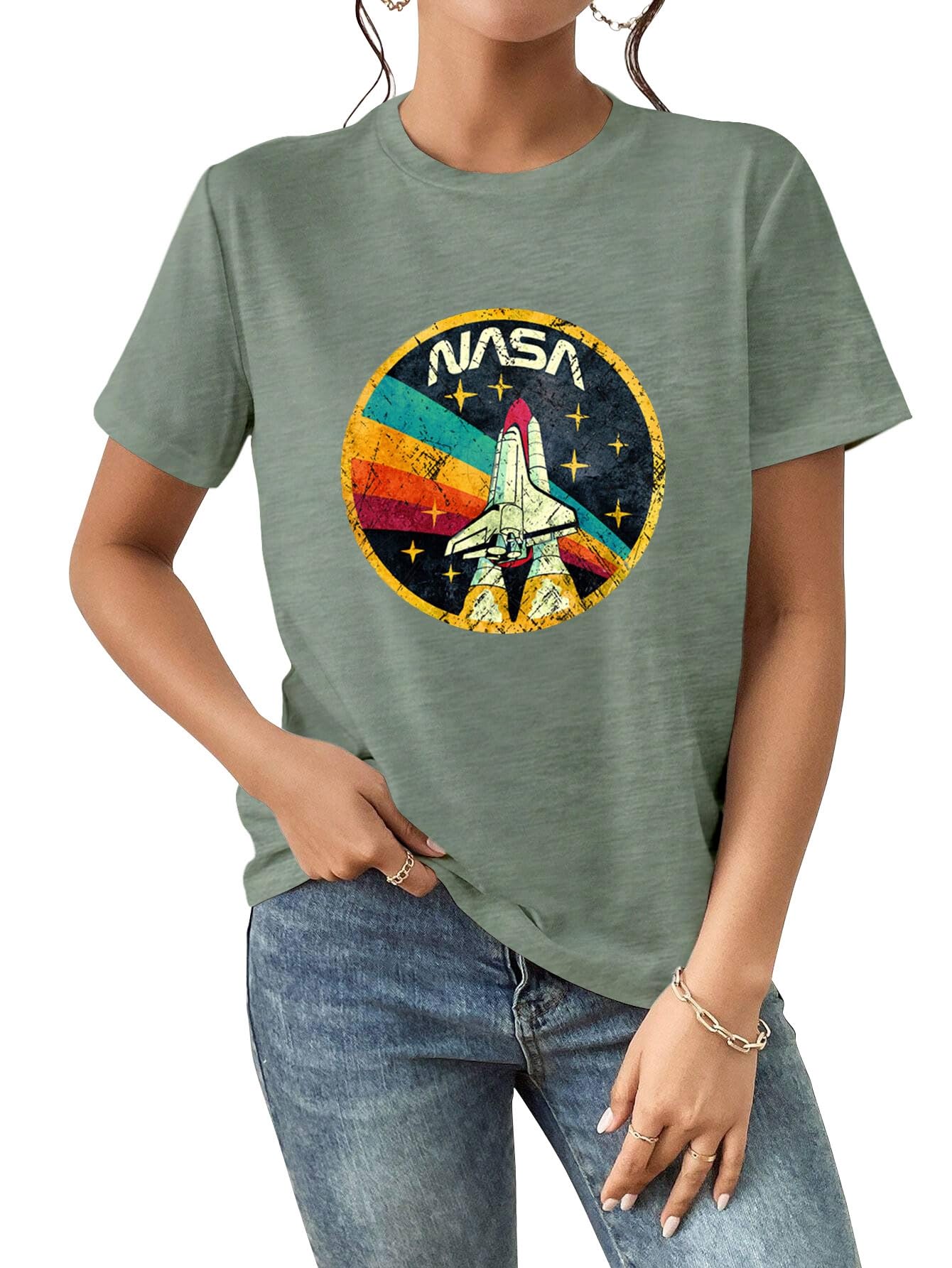 Nicetage Women Cute Graphic Tee Shirts Short Sleeve Funny T-Shirt