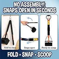 Vista 5 de Recogedor de excrementos irrompible de 32 pulgadas de alto para perros grandes, diseño ligero y plegable con mango extralargo (naranja)