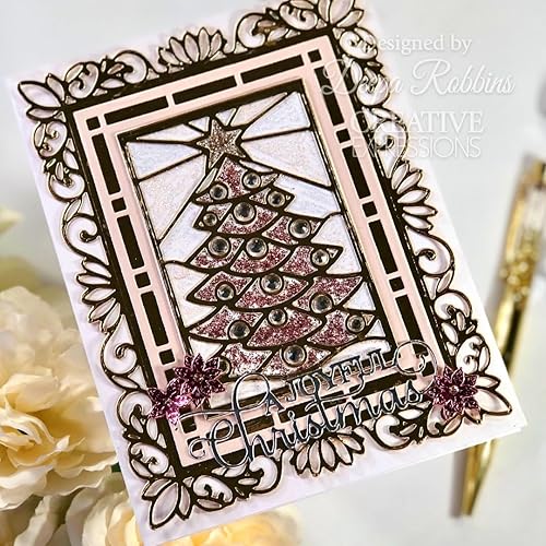 Miniatura 6 de Creative Expressions Sue Wilson Craft Dies-Festive Collection - Árbol de Navidad de cristal manchado, metal, 4.5 x 5.8 pulgadas