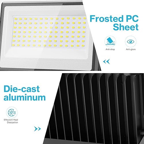 Miniatura 5 de Olafus Luces LED de inundación para exteriores, 50W 5000LM luz de trabajo, IP66 impermeable 6500K reflector exterior súper brillante para garaje,