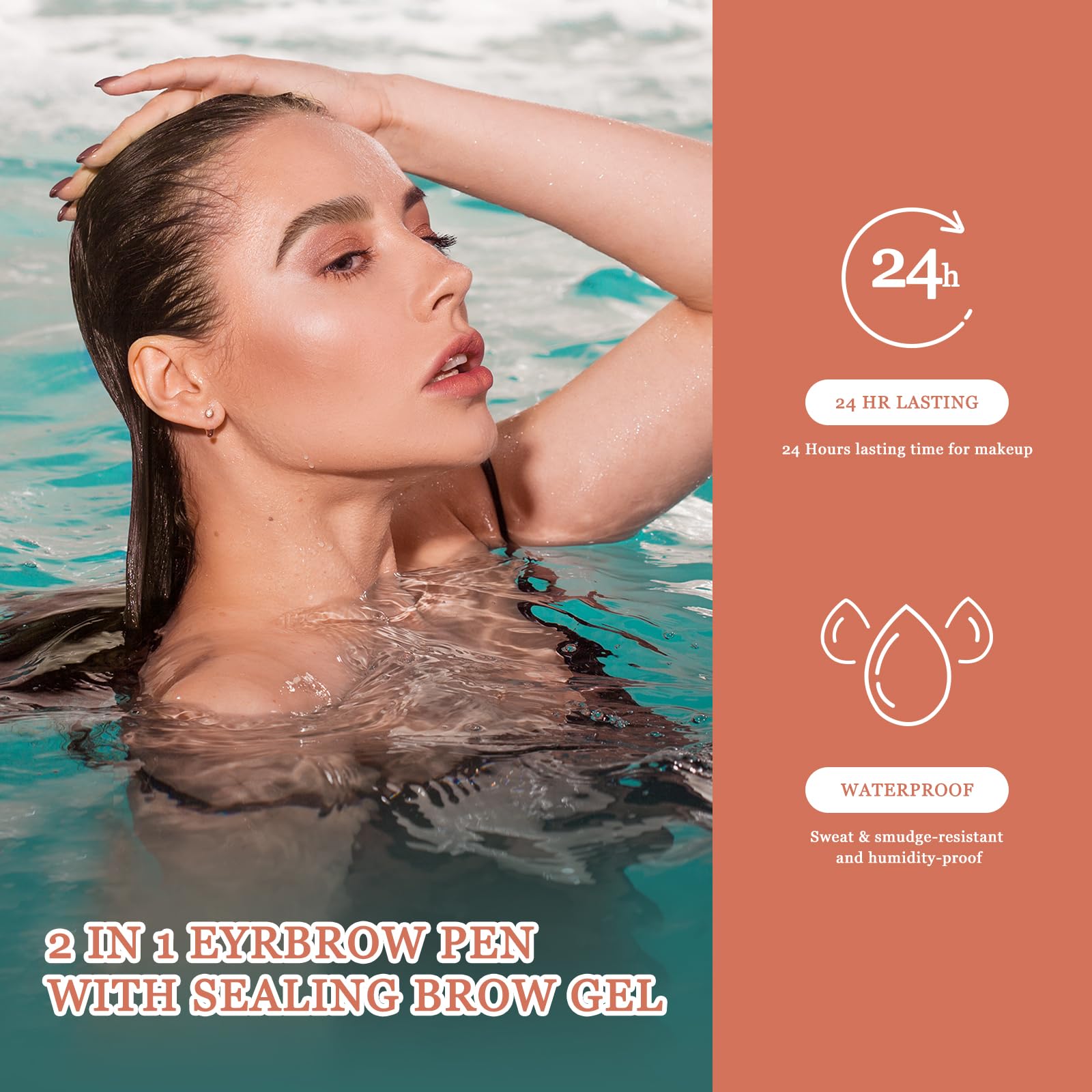 Netinpeater Microblading Augenbrauenstift, Eyebrow Pencil 2-in-1 Dual-Ended Augenbrauenstift (Light brown) - Image 2