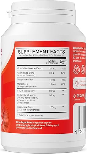 Miniatura 8 de Conceive Plus Motility - Suplemento de fertilidad masculina – Refuerzo de recuento de esperma + zinc, ginseng, Q10, vitamina D, antioxidantes, 60