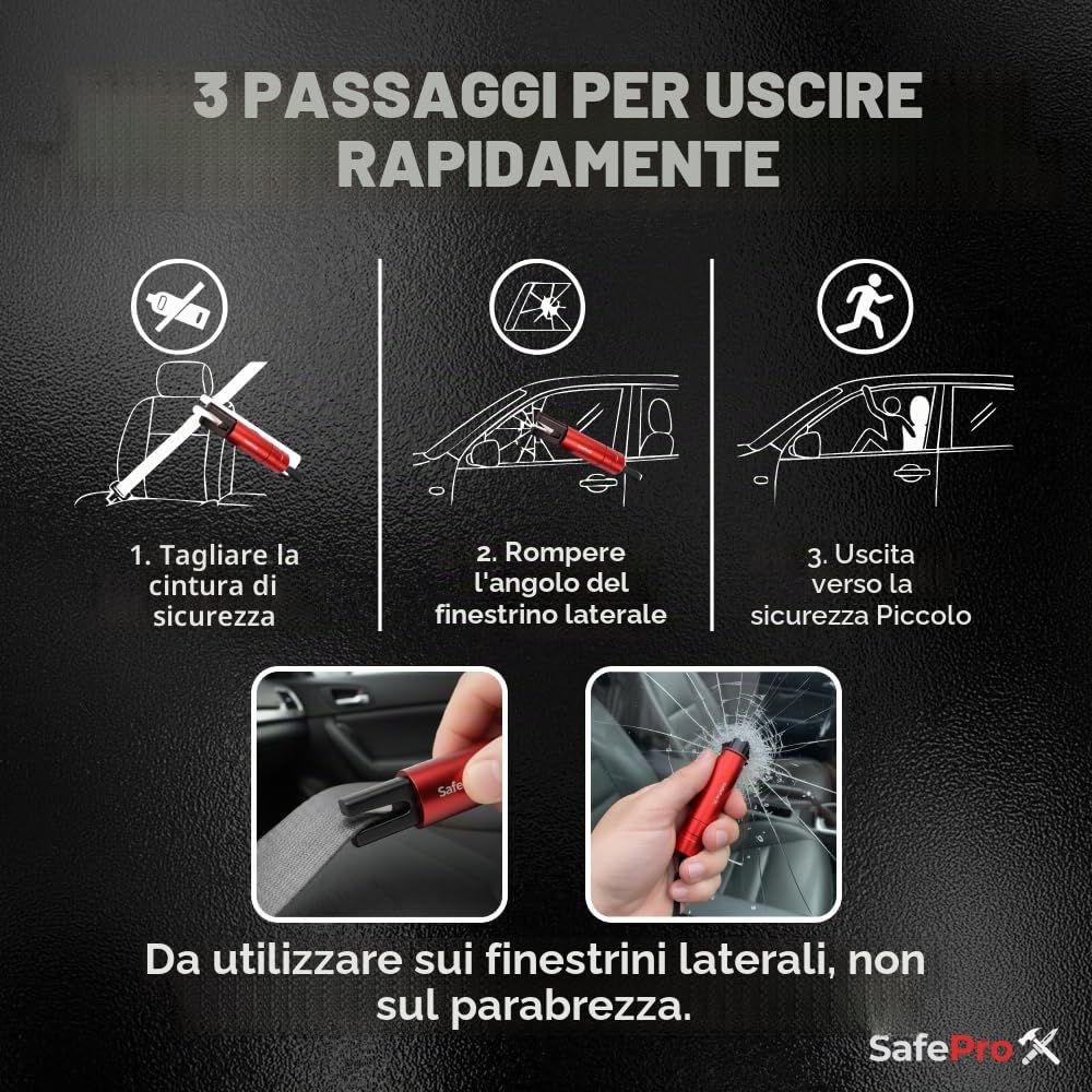 Martello di emergenza per auto, rompighiaccio e tagliacintura, strumento di salvataggio compatto per un rapido aiuto agli incidenti e la sicurezza durante gli spostamenti