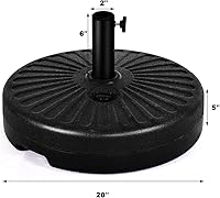 Vista 7 de Giantex Base redonda de sombrilla de patio rellena de arena de agua de 23 litros, soporte de sombrilla resistente de 20 pulgadas, soporte