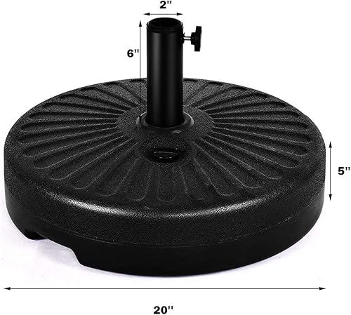 Miniatura 7 de Giantex Base redonda de sombrilla de patio rellena de arena de agua de 23 litros, soporte de sombrilla resistente de 20 pulgadas, soporte para