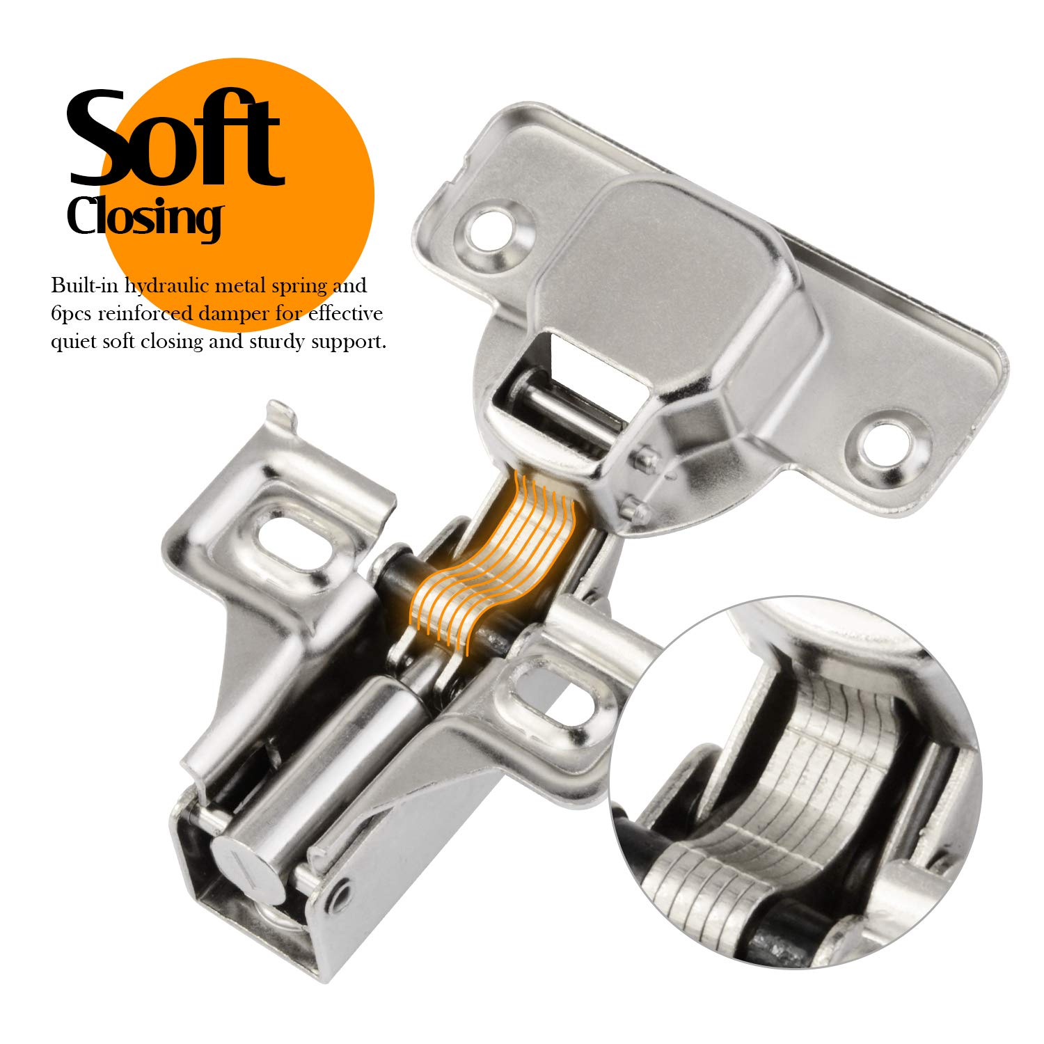 Buy Soft Close Hinges 8 Pack, Ravaver Full Overlay Frameless 3D