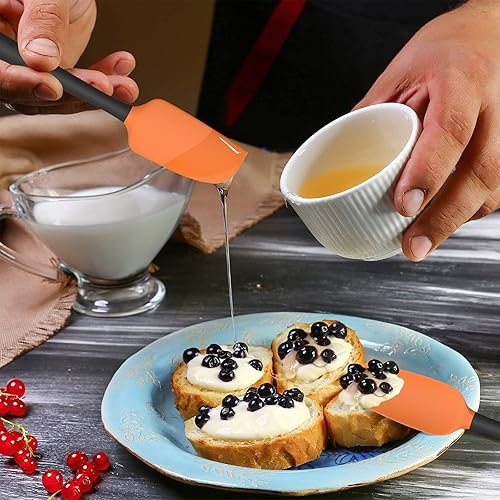 Miniatura 10 de Juego de 5 espátulas de silicona, resistentes a altas temperaturas, silicona de grado alimenticio, aptas para lavavajillas, para hornear, cocinar