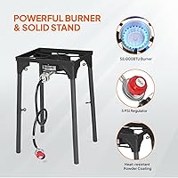 Vista 4 de Set de freidora de propano ROVSUN de 58,000 BTU con estufa de gas elevada, olla de freidora de aluminio de 18 cuartos, 2 canastos y termómetro